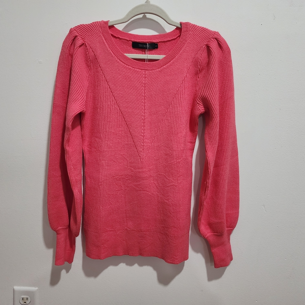 TECREW Coral Pink Pullover Scoop Neck, Sz M, NWT